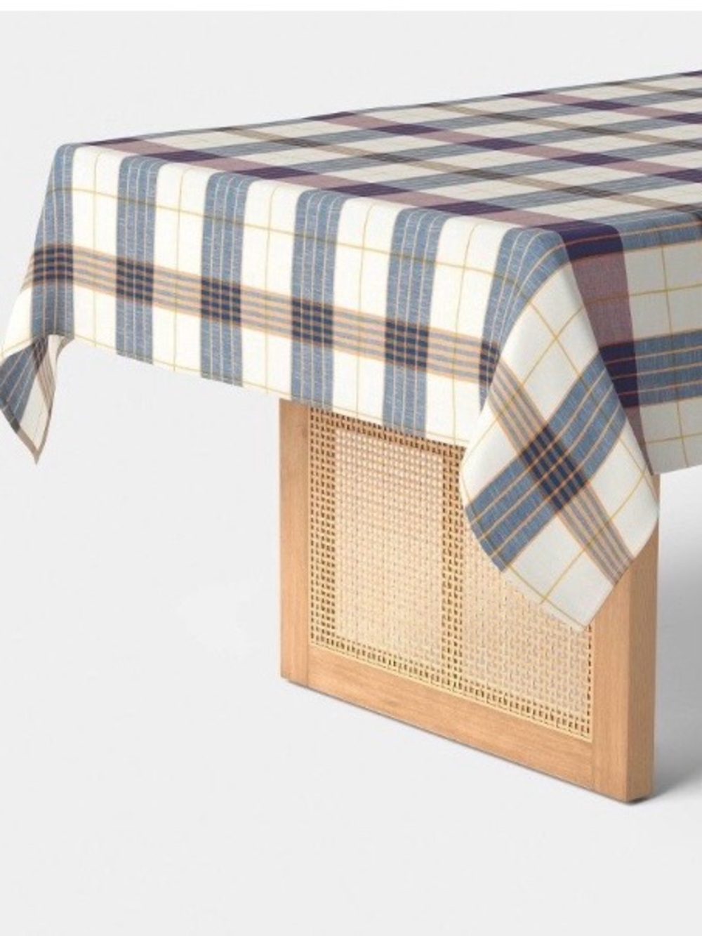 Threshold Rectangular Tablecloth in Cream & Blue Plaid - Picture 5 of 5